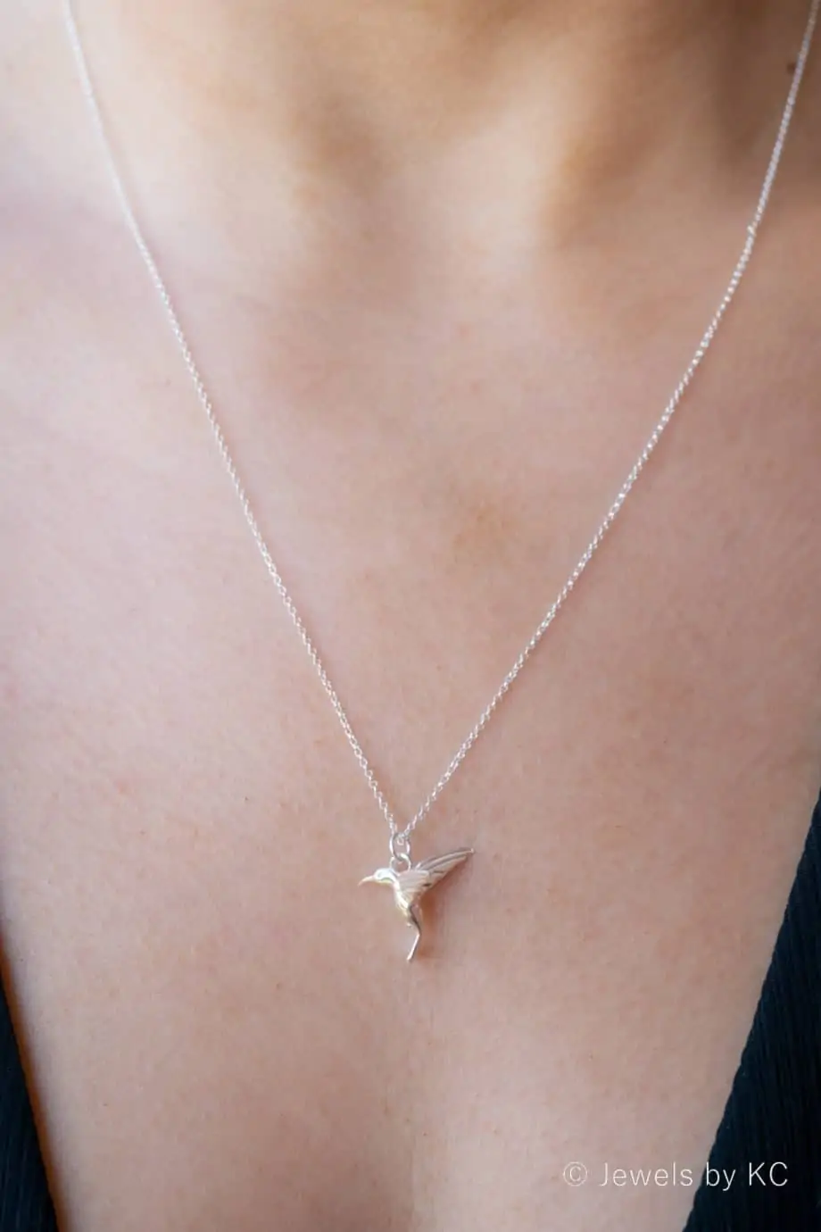 Zilveren ketting met hanger 'Hummingbird' Kolibrie vogel van Sterling Zilver