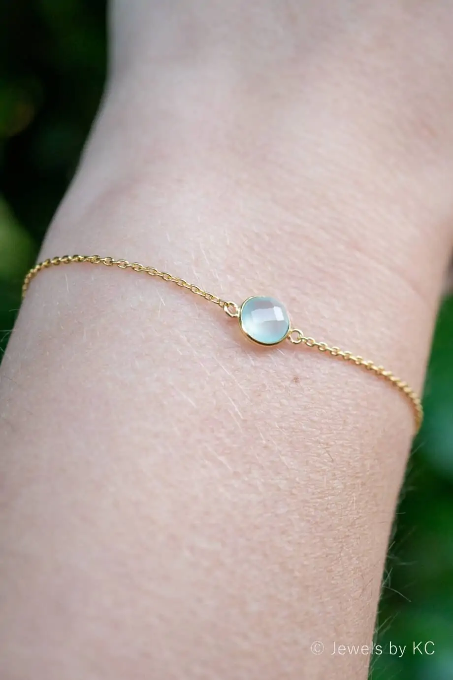 Gouden edelsteen armband Aqua Chalcedoon van Goud op Zilver