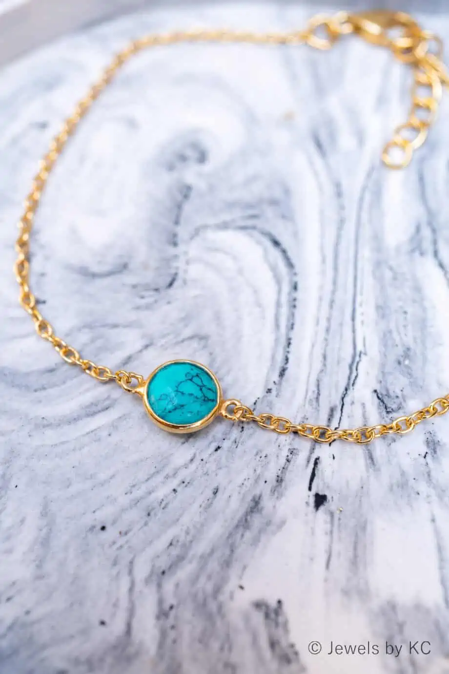 Gouden edelsteen armbandje Fel blauwe Turquoise van Goud op Zilver