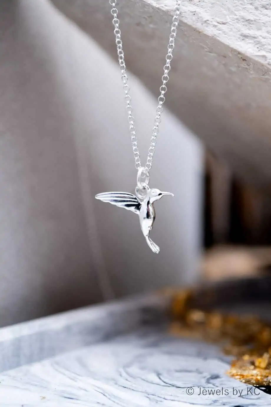 Zilveren kolibrie ketting Hummingbird dier 3D Sterling Zilveren kettinkje