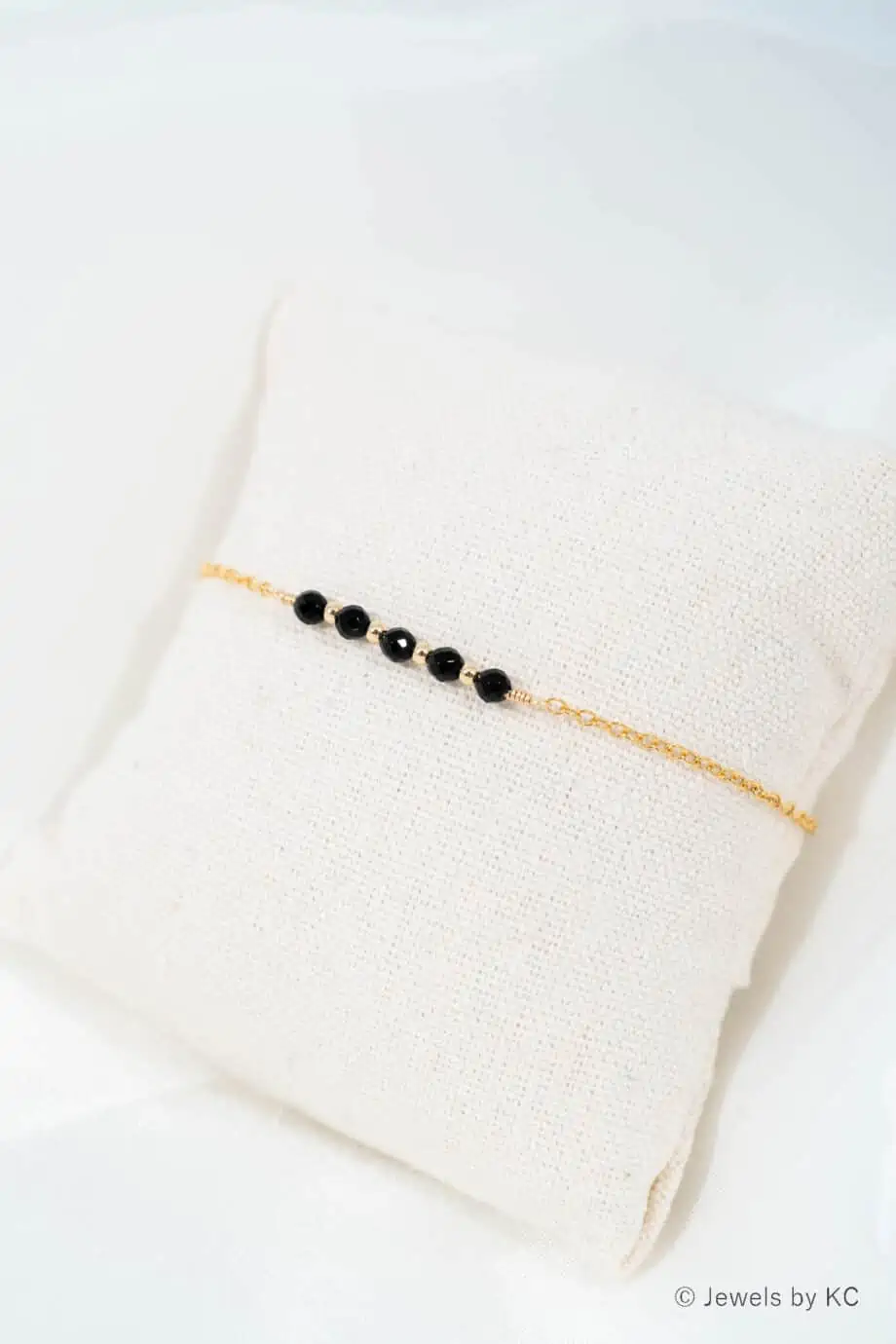 Gouden edelsteen armband met Zwarte Onyx van Goldfilled