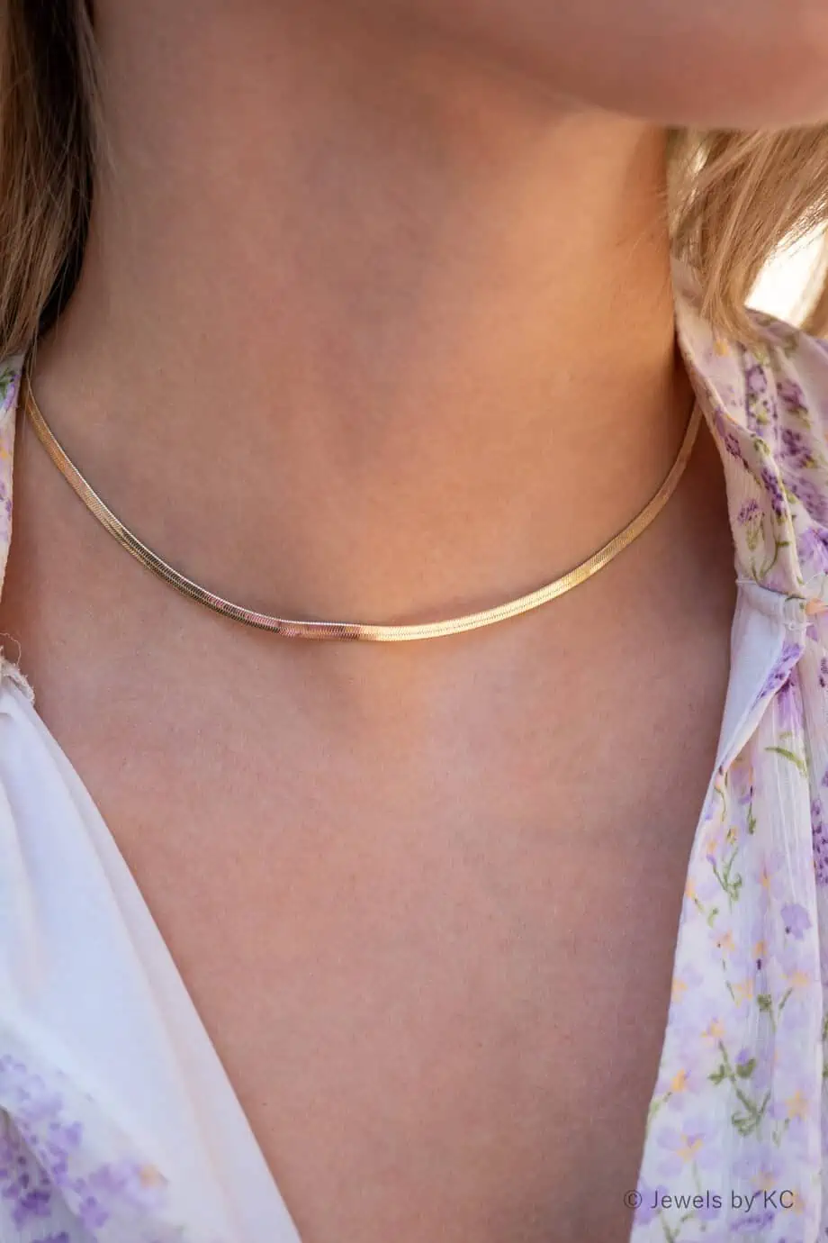 Gouden snake chain platte ketting van Gold filled Goud choker statement