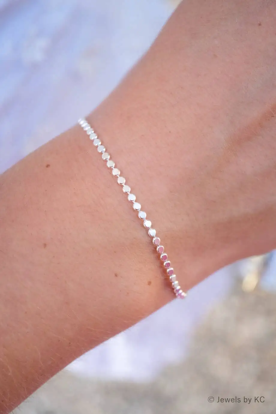 Zilveren armbandje flat beads platte bolletjes van Sterling Zilver