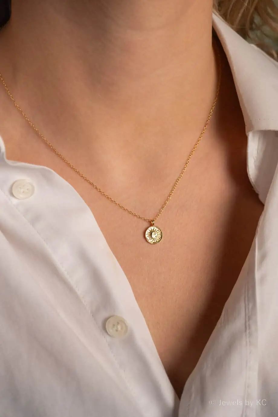 Gouden ketting met maan zon hangertje sun and moon zonnetje maantje van Goud op Zilver