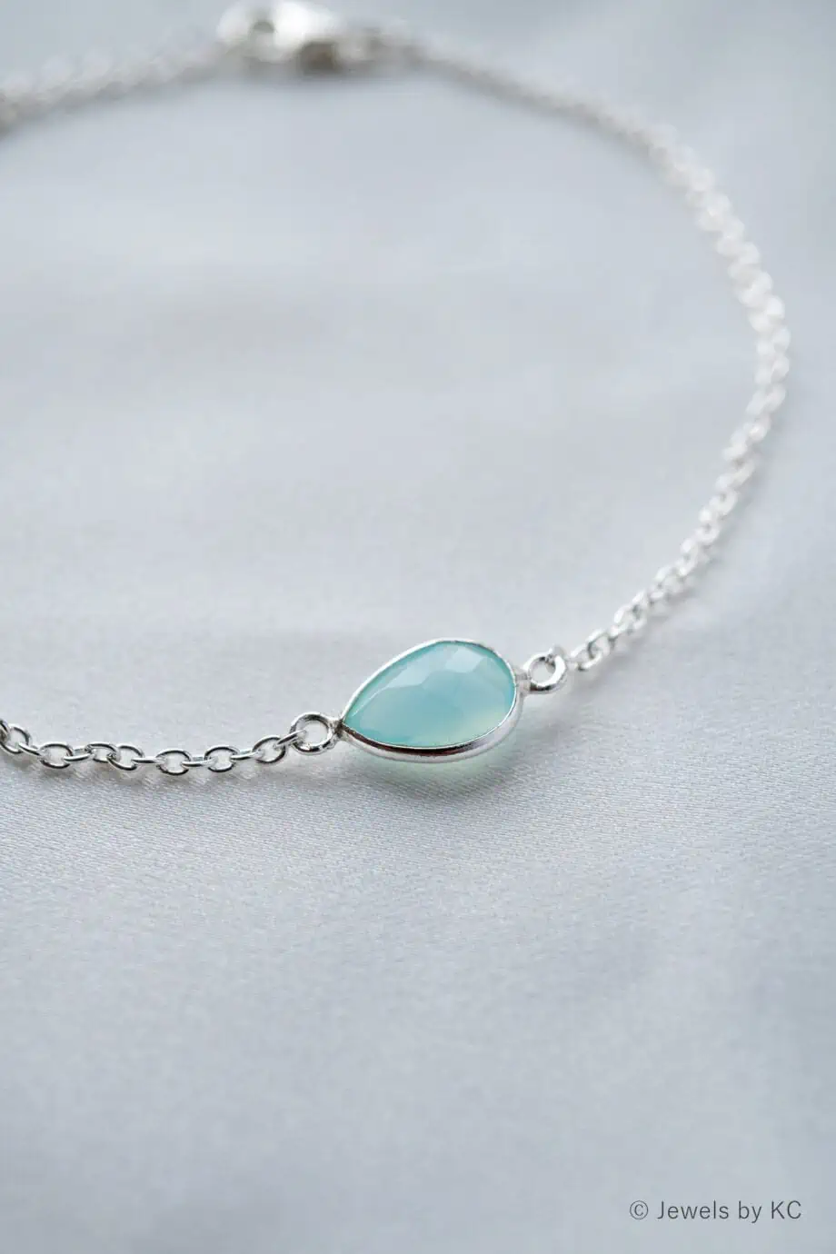 Zilveren edelsteen armband met blauwe Chalcedoon van Sterling Zilver