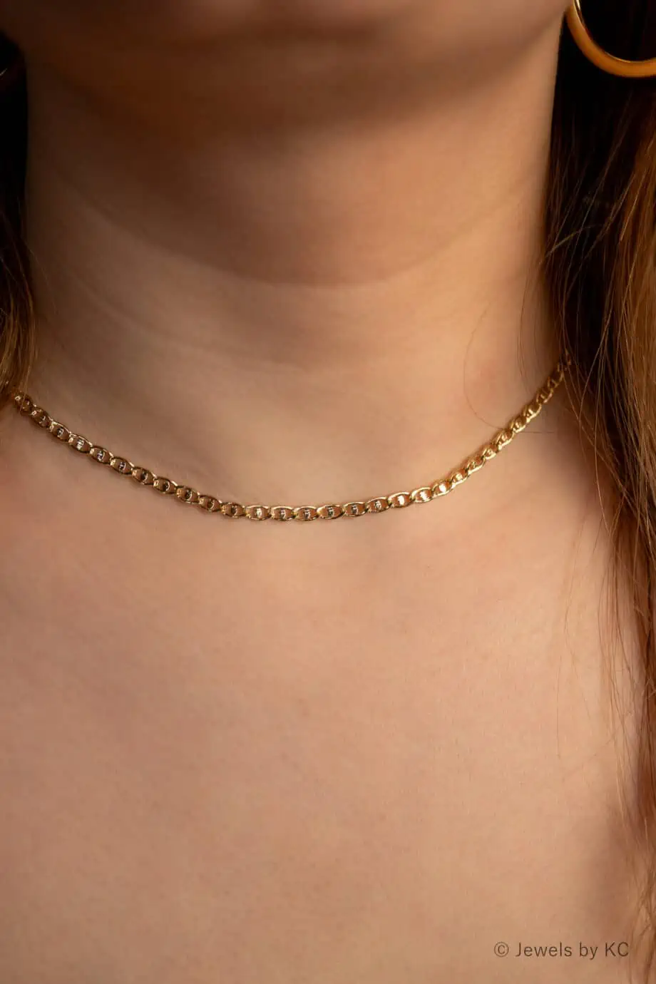 Gouden ketting choker mariners chain schakel kettinkje van Gold filled Goud