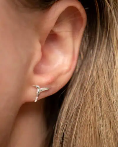 Zilveren oorknopjes kolibrie hummingbird oorbellen studs van Sterling Zilver