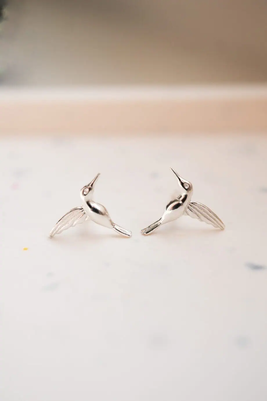 Zilveren oorknopjes kolibrie hummingbird oorbellen studs van Sterling Zilver