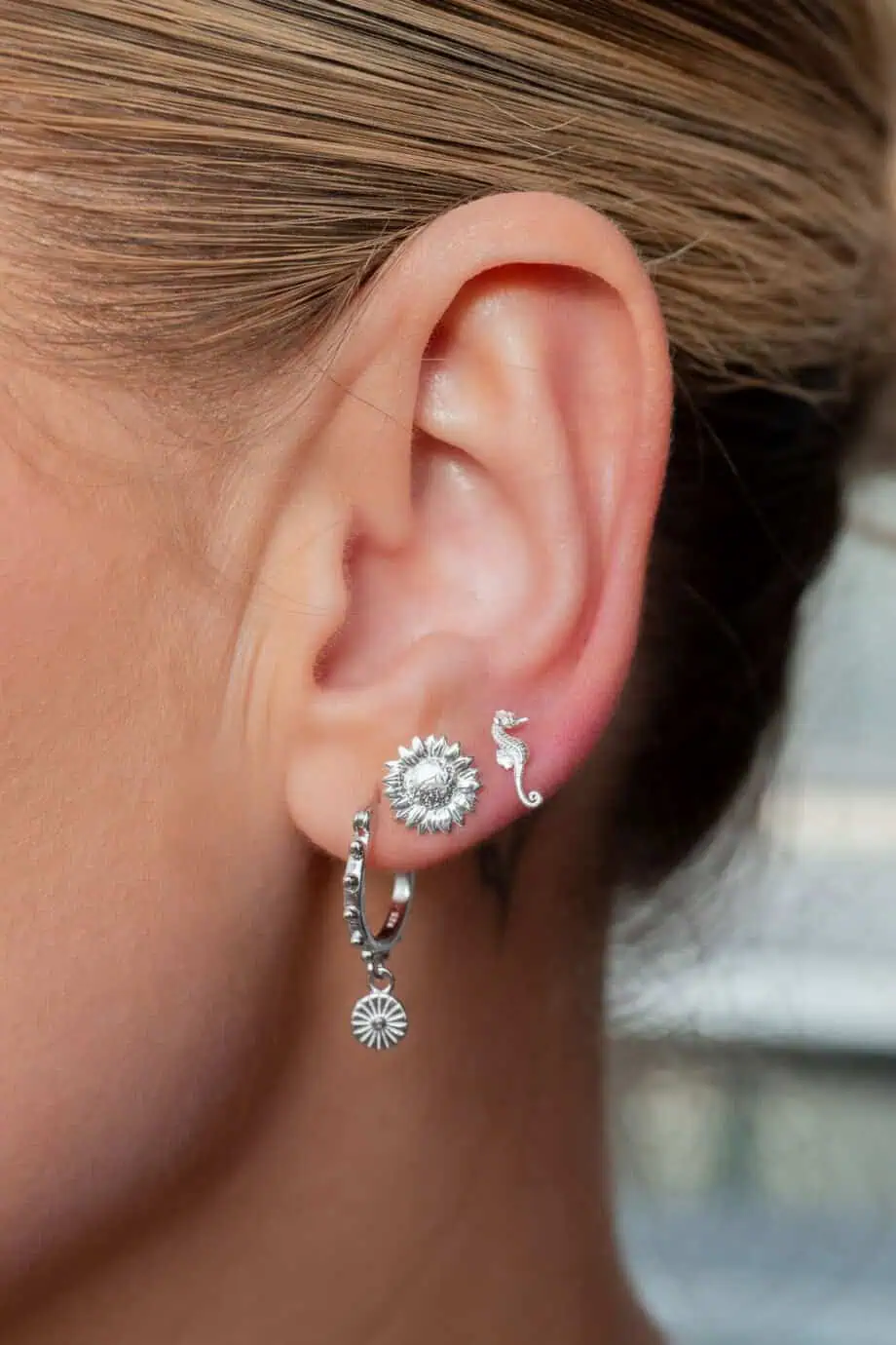 Zilveren oorknopjes met zeepaardje, Seahorse studs