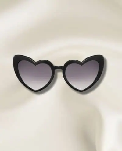 Zwarte hartjes zonnebril dames zonnebril hart glazen bruiloft trend van gerecycled polyester heart sunglasses black