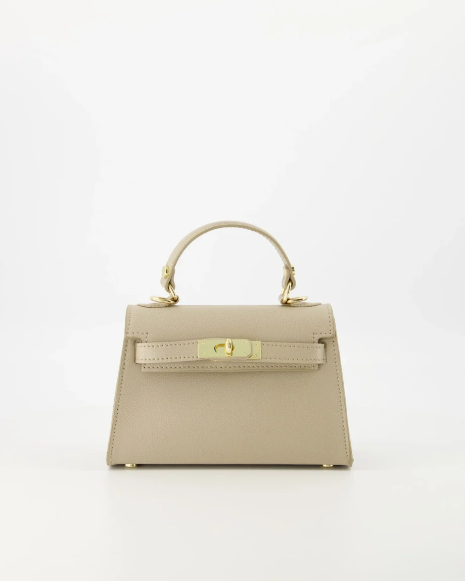 Leren dames handtas Grace schoudertasje Taupe Hermes Kelly mini II 20 inspired dupe tasje van leer beige bruin 5