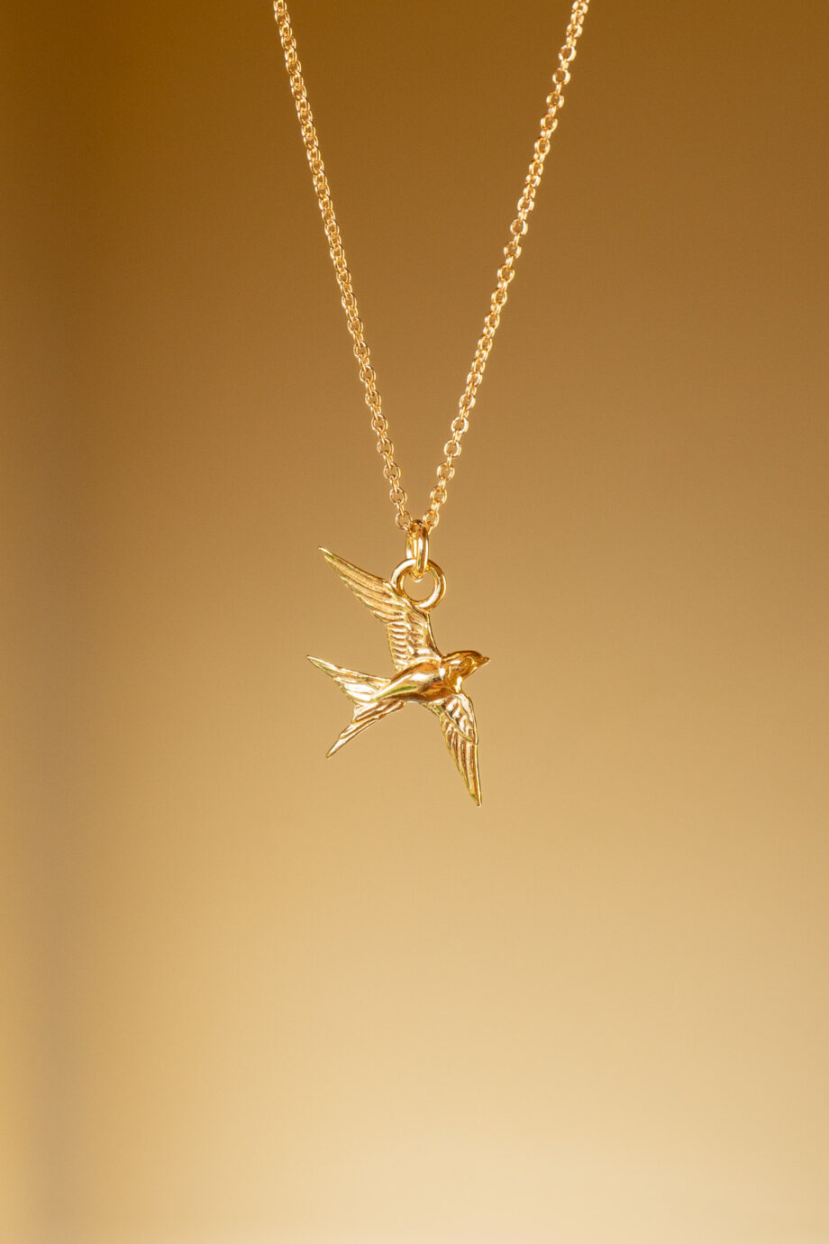 Gouden ketting met zwaluw hangertje zwaluwtje vogel van Goud op zilver vogeltje