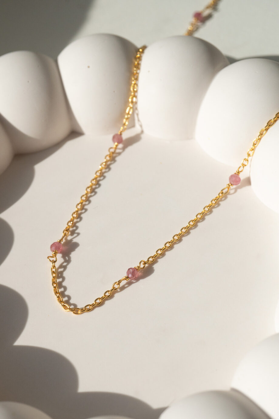 Toermalijn edelsteen ketting Gouden edelsteentjes van Gold filled Goud edelsteen sieraden choker roze kraaltjes tourmaline