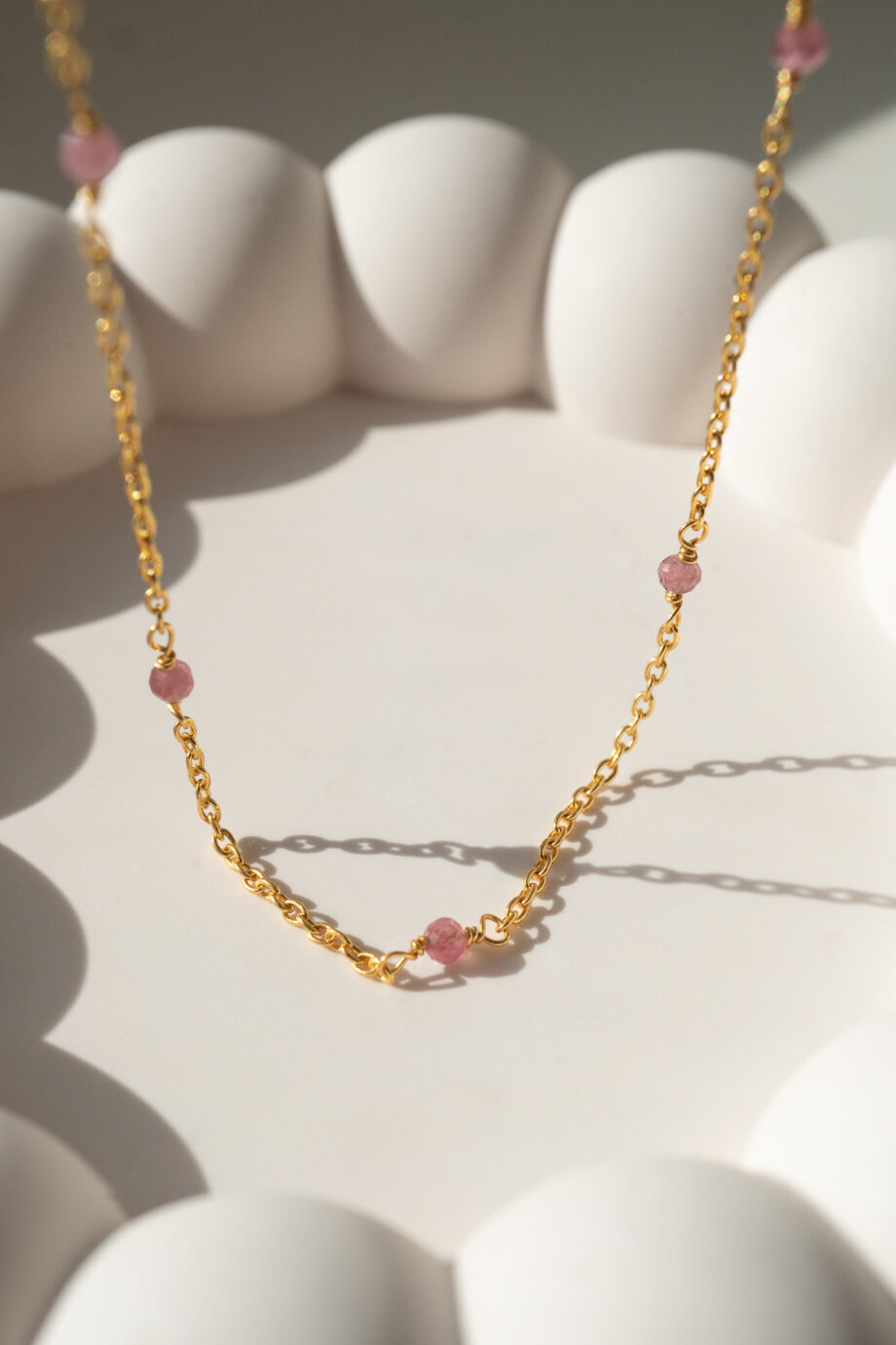 Toermalijn edelsteen ketting Gouden edelsteentjes van Gold filled Goud edelsteen sieraden choker roze kraaltjes tourmaline