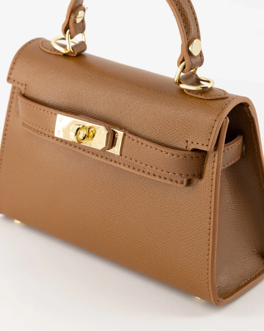 Leren dames handtas Bruin Hermes Kelly mini II 20 inspired dupe tasje van leer Grace schoudertasje donkerbruine kleur