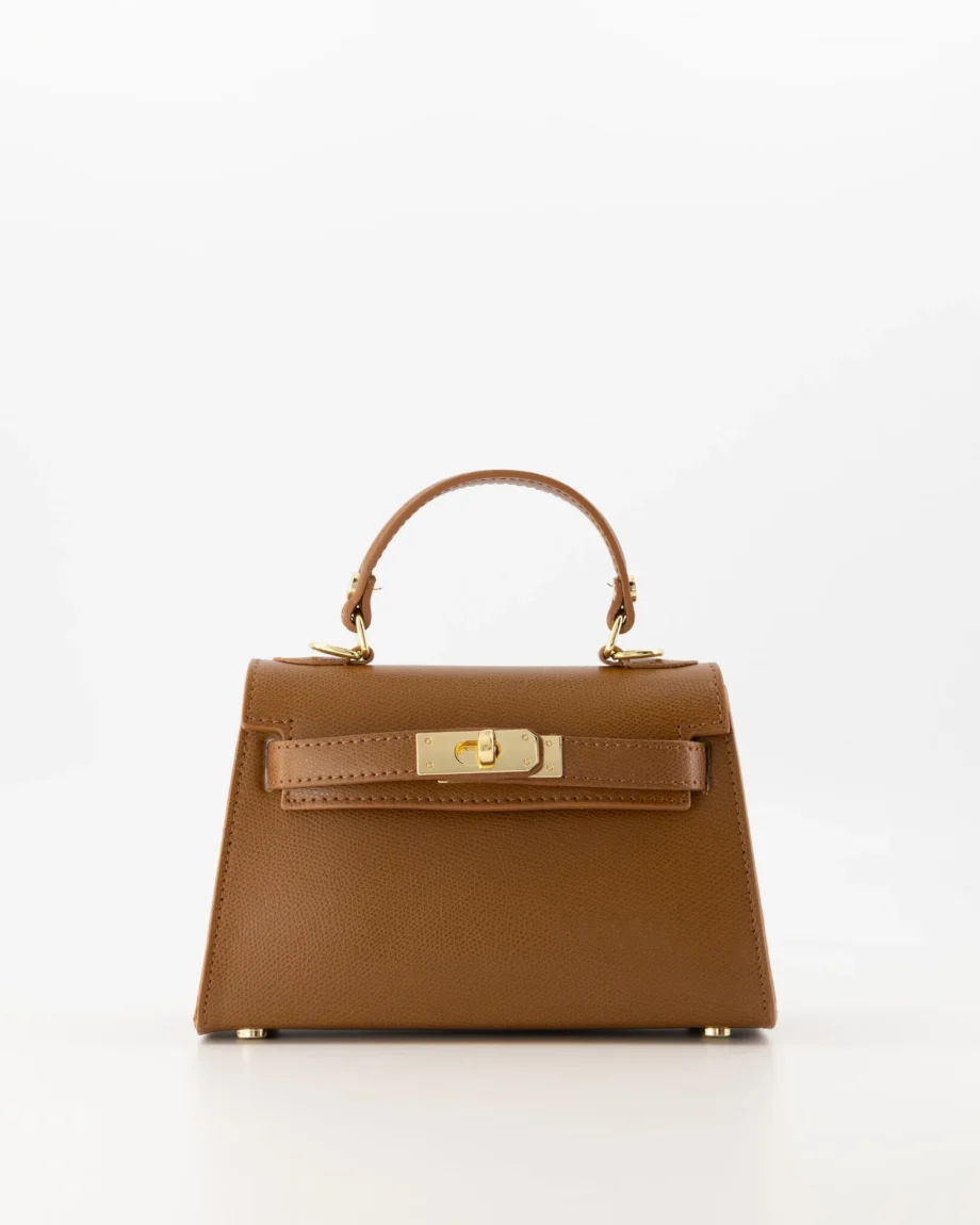 Leren dames handtas Bruin Hermes Kelly mini II 20 inspired dupe tasje van leer Grace schoudertasje donkerbruine kleur