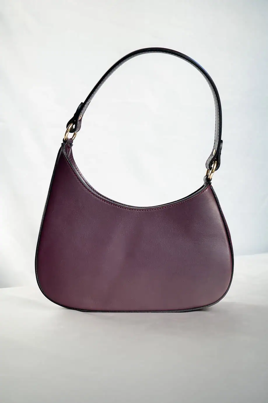 Burgundy crescent moon tas schoudertasje dames van glad leer designer dupe wijnrood bordeaux rood tasje handtas the row look-alike -5