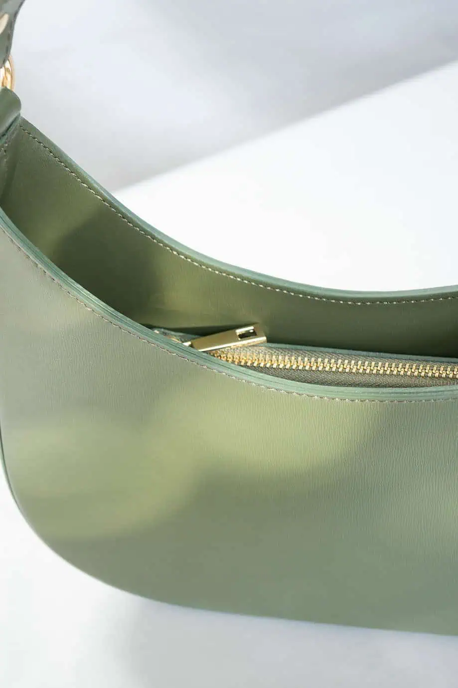 Groene crescent moon tas schoudertasje dames van italiaans leer army green designer dupe legergroen tasje handtas look-alike -2