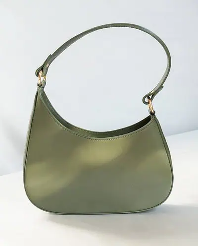 Groene crescent moon tas schoudertasje dames van italiaans leer army green designer dupe legergroen tasje handtas look-alike -4