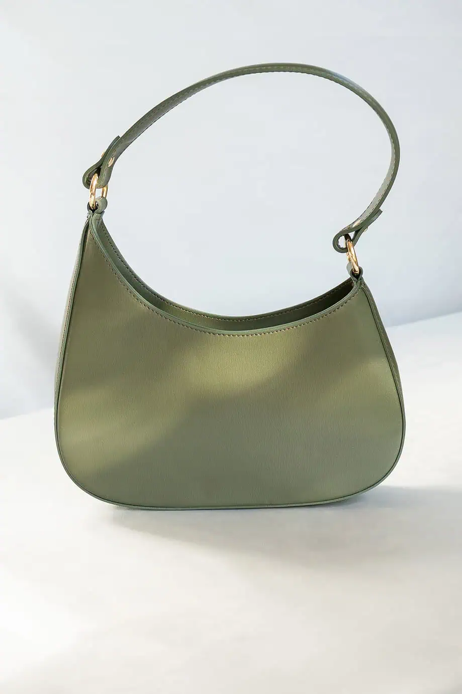 Groene crescent moon tas schoudertasje dames van italiaans leer army green designer dupe legergroen tasje handtas look-alike -4