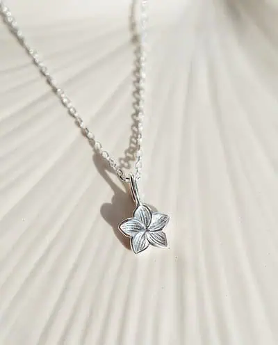 Zilveren ketting met bloem hanger van Sterling zilver kettingen Plumeria bloemetje bloemetjes ketting