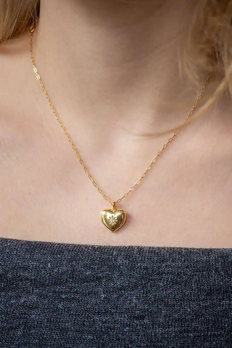 Gouden Hartje Medaillon Hanger - Foto Locket met Gravure