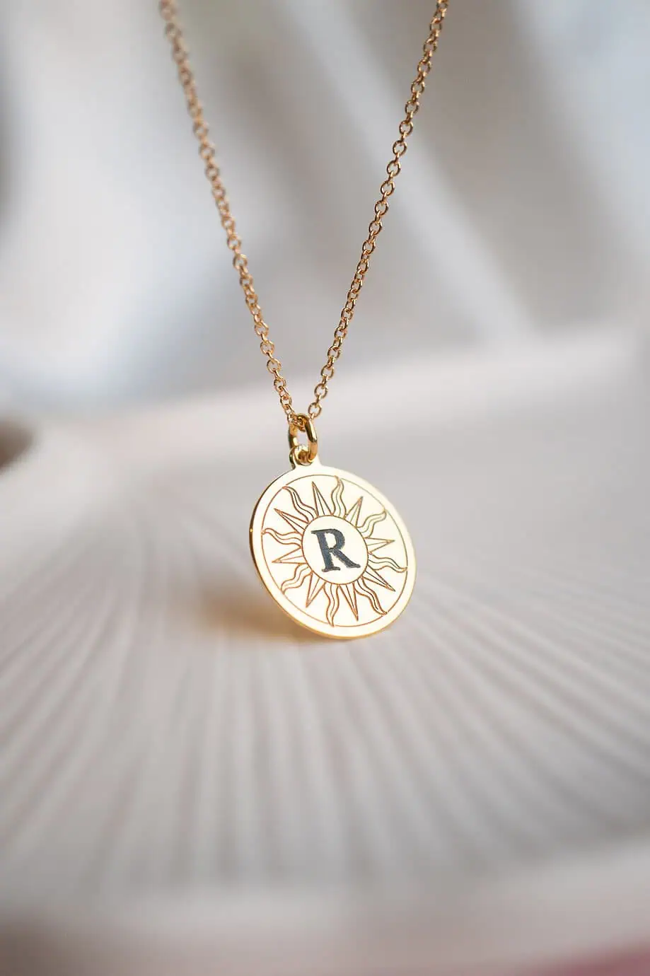 Gouden Ketting met Gepersonaliseerde Zon Hanger - Goud op Zilver