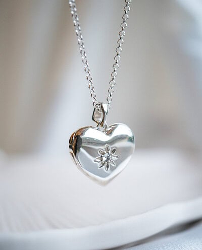 Zilveren ketting met Hartje Medaillon Hanger - Foto Locket met Gravure