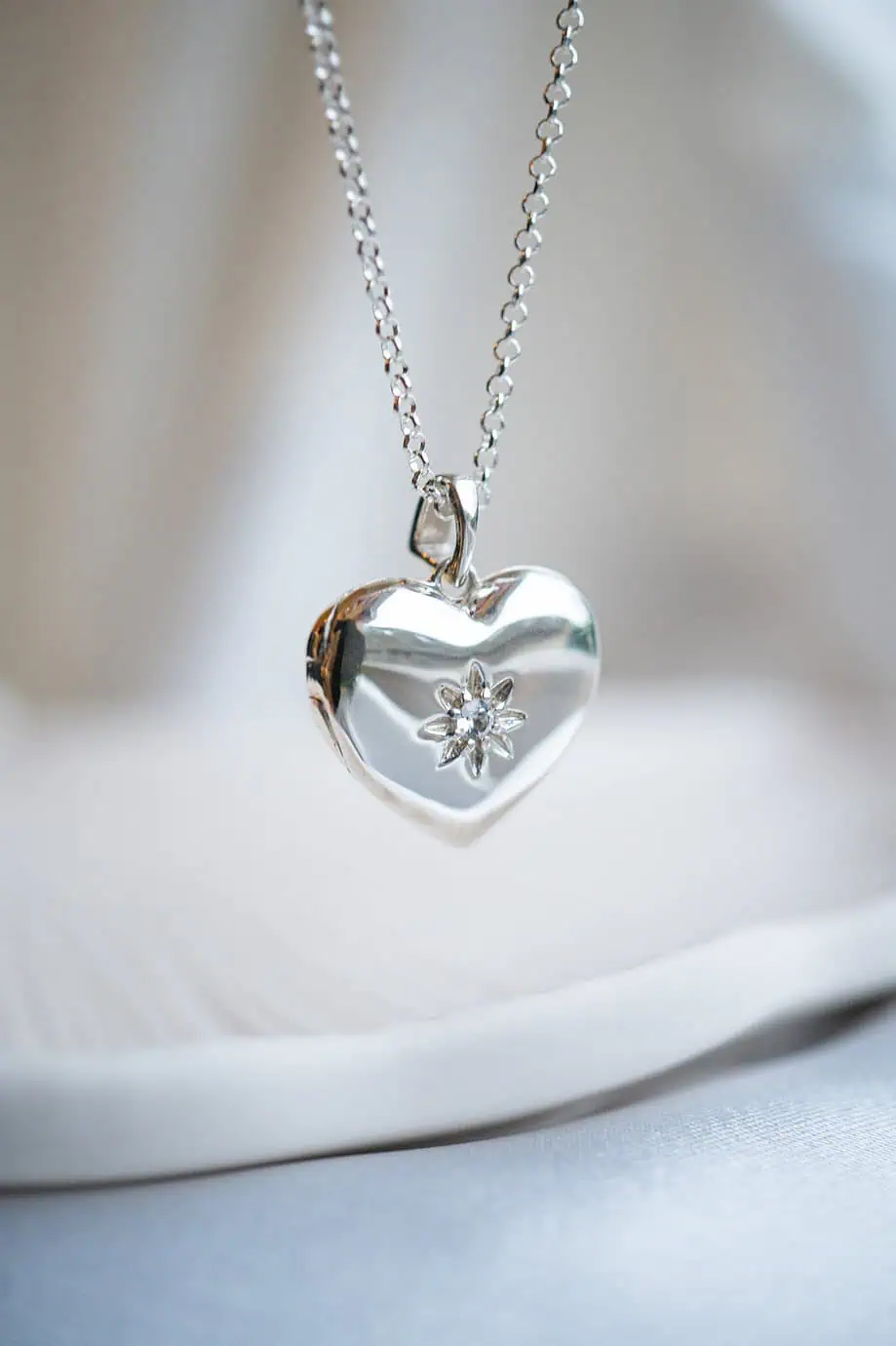 Zilveren ketting met Hartje Medaillon Hanger - Foto Locket met Gravure